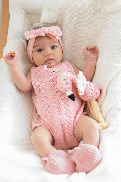 Textured Knit Booties - Pink