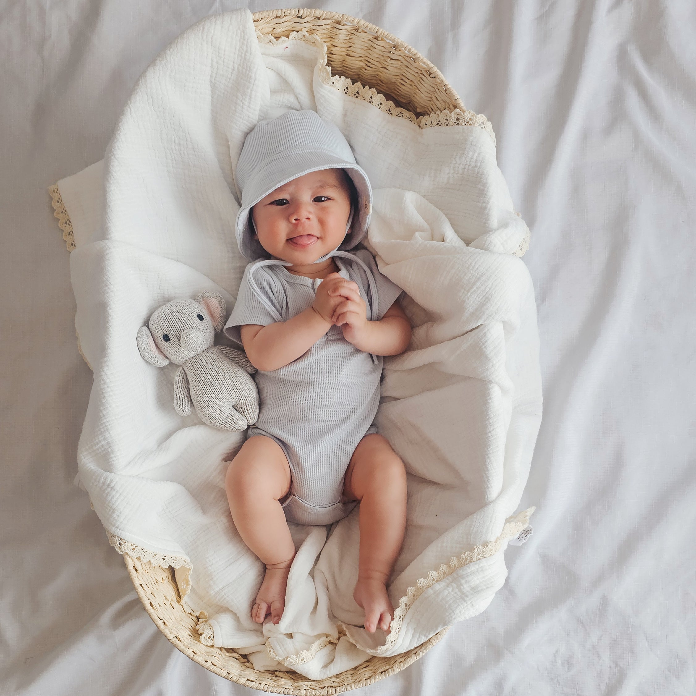 Summer Bodysuit & Sunhat - Sky Blue