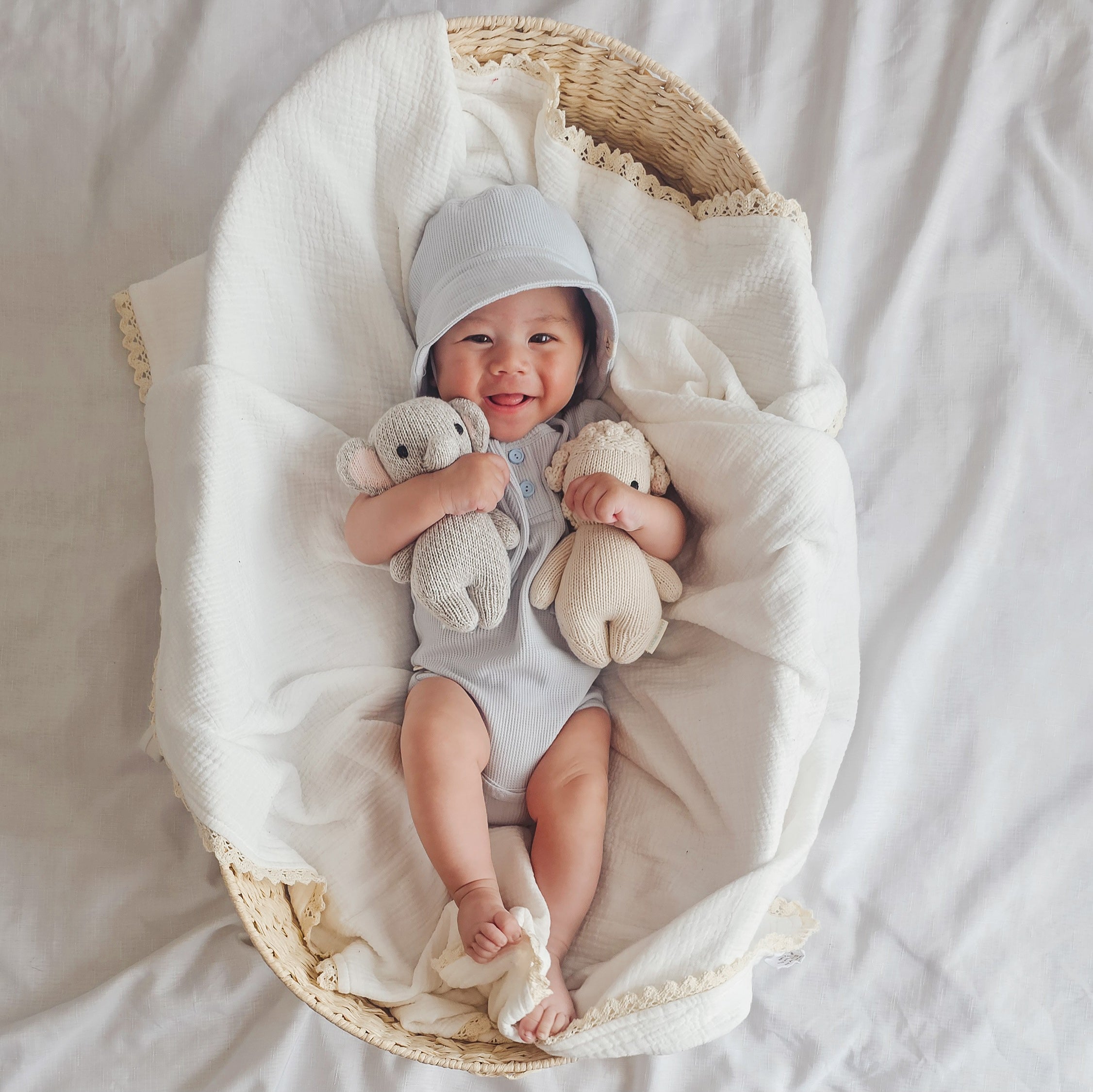 Summer Bodysuit & Sunhat - Sky Blue