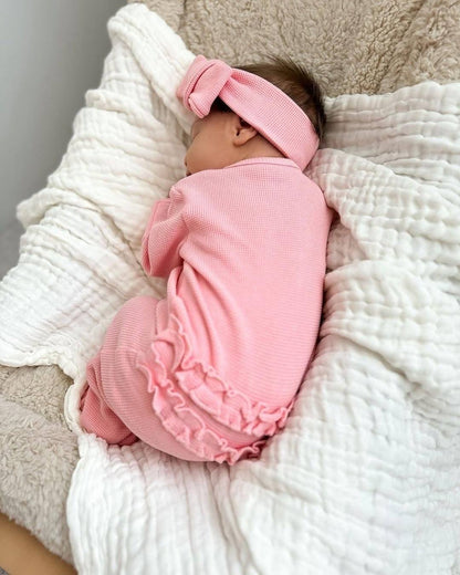 My First Outfit - Bubblegum - Flutter Bum Onesie &amp; Topknot Set