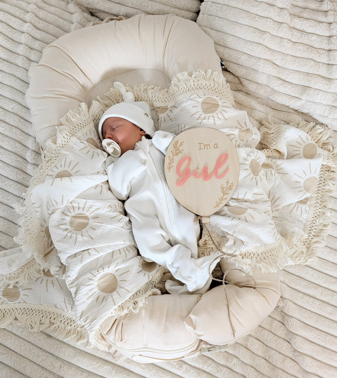 Fringe Swaddle Blanket - Sun