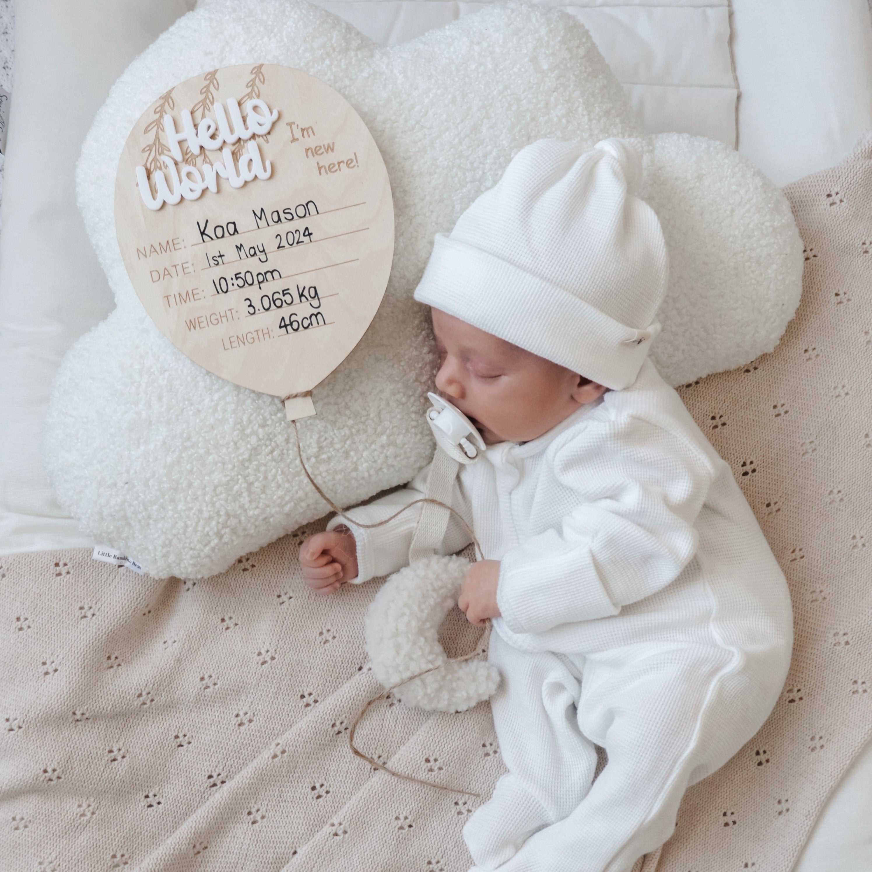 My First Outfit - Powder White- Onesie & Beanie Set