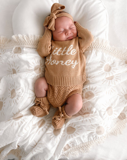 Fringe Swaddle Blanket - Sun