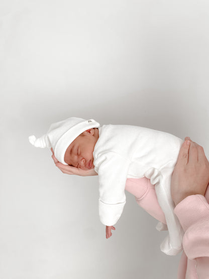 My First Outfit - Powder White- Onesie &amp; Beanie Set